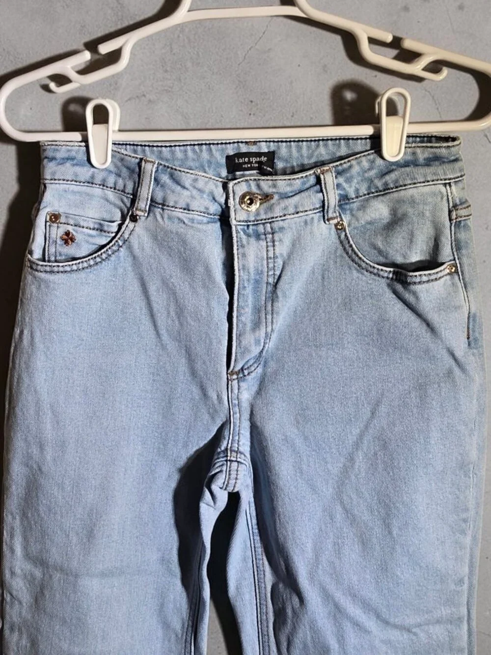 Kate Spade Straight Leg Cuffed Light Wash Denim Jeans Size 27